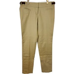 Cache Women’s Khaki Flat Front Straight Leg Chinos with Buckle Accent Size 0